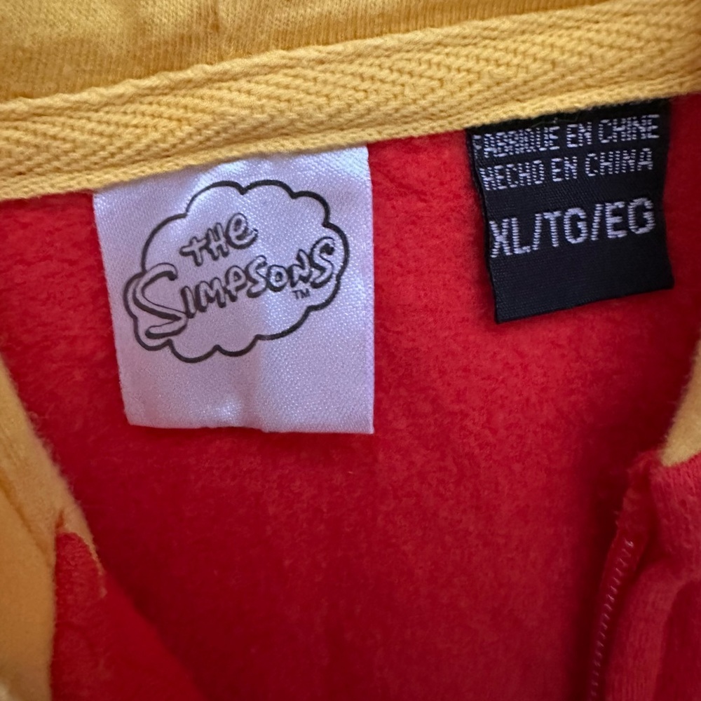 The Simpsons - Bart Simpson Hoodie Zip Up Costume Yellow Red Blue Boys Size XL - Picture 3 of 6
